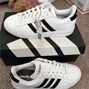 Adidas Women’s Cloudfoam White and Black Sneakers